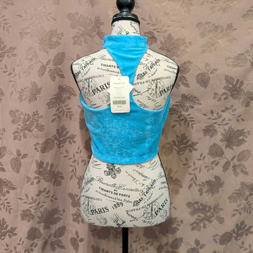 Fabletics Aqua Blue Terry Built-In Bra Tank, Size L, New With Tags! - Picture 3 of 10